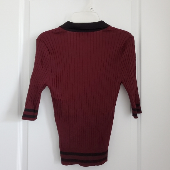 F21 Stretchy Ribbed Polo Short Sleeve Top. - Picture 2 of 5